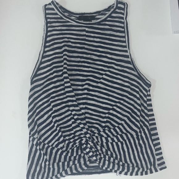 Aqua striped white and navy tank top - Picture 1 of 1